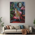 thumbnail image 6 of Mudket Framed Cheetah on Pink Chair Canvas Wall Art, Maximalist Floral Animal Print Wall Decor, Ready to Hang for Living Room - 12"L x 8"W, 6 of 10
