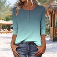 thumbnail image 2 of 3/4 Sleeve Tops Sevevn Women's Casual Loose Gradient Printed Button 3/4 Sleeve T-Shirt, 2 of 7