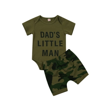 

Newborn Baby Boys Summer Outfits Dad s Little Man Bodysuit Romper Shorts
