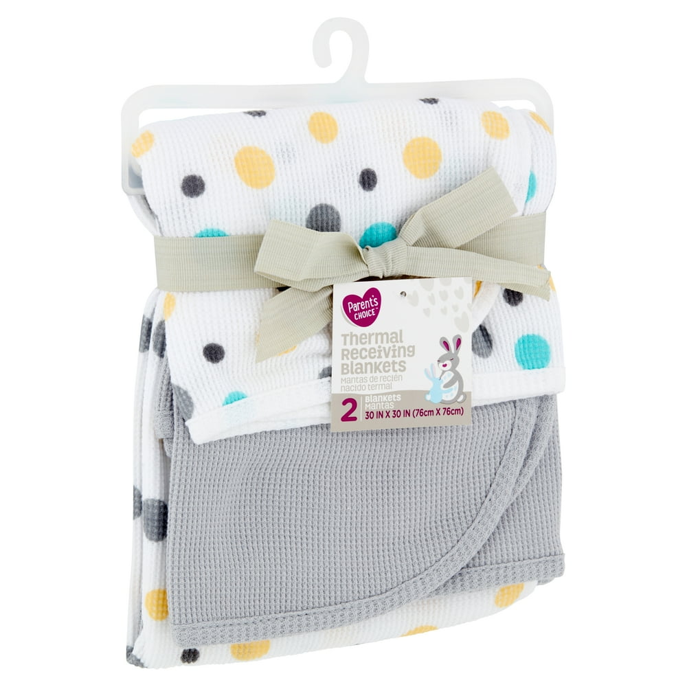 Parent's Choice Thermal Receiving Blankets, Gray, 2 Pack