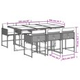thumbnail image 4 of vidaXL 7 Piece Garden Dining Set with Cushions Grey Poly Rattan, 4 of 5