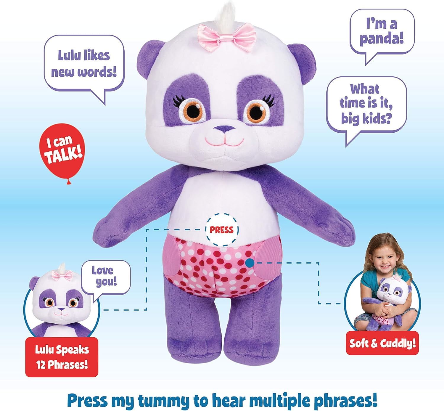 Snap Toys Word Party Talking 12 Inch Baby Lulu Plush - Press Lulu's Tummy to Hear Phrases from The Netflix Original Series - Ages 1+