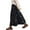 Black, variant on Ynynloco Corduroy Midi Skirt for Women Floral Embroidery Elastic High Waist A Line Long Skirt Ruffle Forest Series Over Knee Skirt