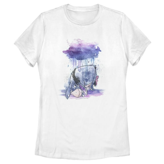Women's Winnie the Pooh Rainy Watercolor Eeyore  Graphic Tee White 2X Large