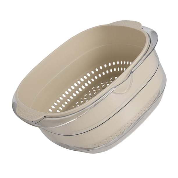 unbranded Colador De Plástico Beige Con Doble Capa Para Y Escurrir Y Verduras En Casa