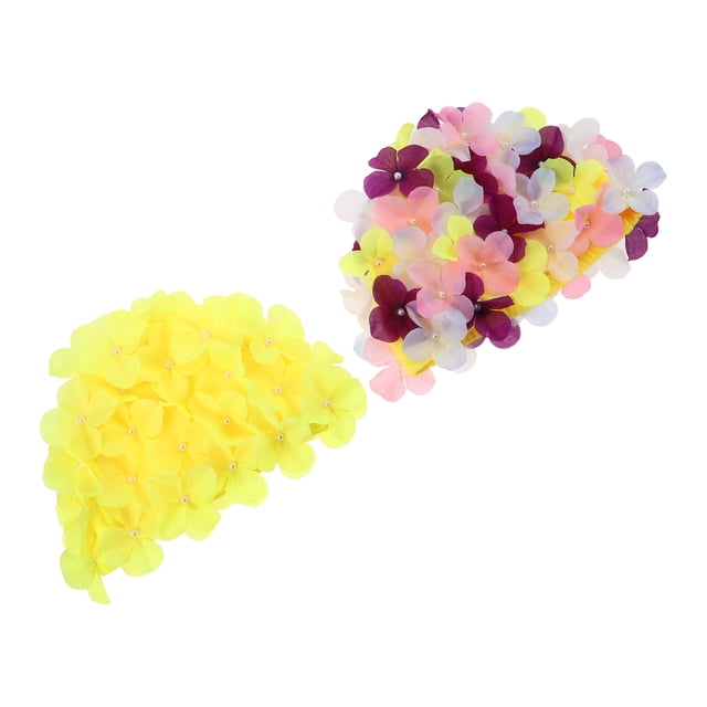 ADDHAT 2Ud Gorro Para Nadar Mujer Floral En Nylon Cómodo Y Para Deportes Acuáticos
