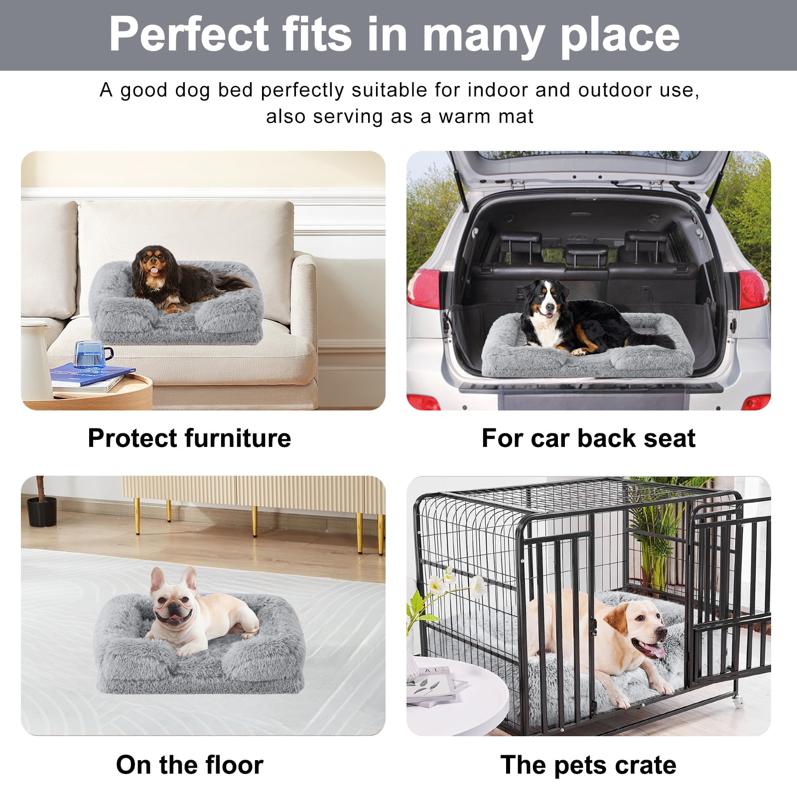 PayUSD Warming Fluffy Orthopedic Dog Beds for Large Dogs,Dog Bed with Plush Thick Egg Foam Support and Non-Slip Bottom, Large Waterproof and Machine Washable Pet Bed Cover