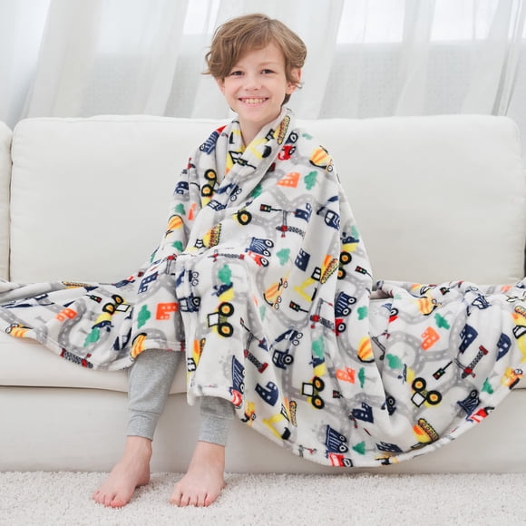 softan Truck Blanket for Boys, Kids Throw Blanket for Boys and Girls Soft Cozy Flannel, Cute Truck Blanket for Sofa Couch Bed, Christmas Birthday Gif