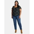 thumbnail image 2 of Terra & Sky Women's Plus Size Crepe Mesh Top with Flutter Sleeves, Sizes 0X-5X, 2 of 5
