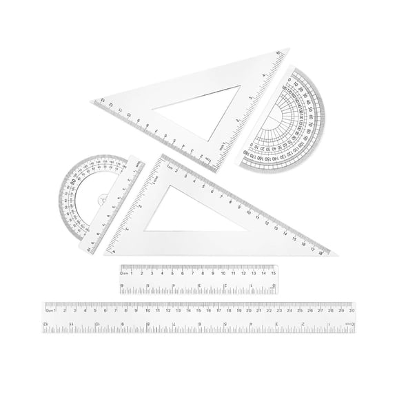 Professional Math Geometry Tool for Student Drawing Plastic Drawing Rulers with Square Straight Ruler Math Protractor