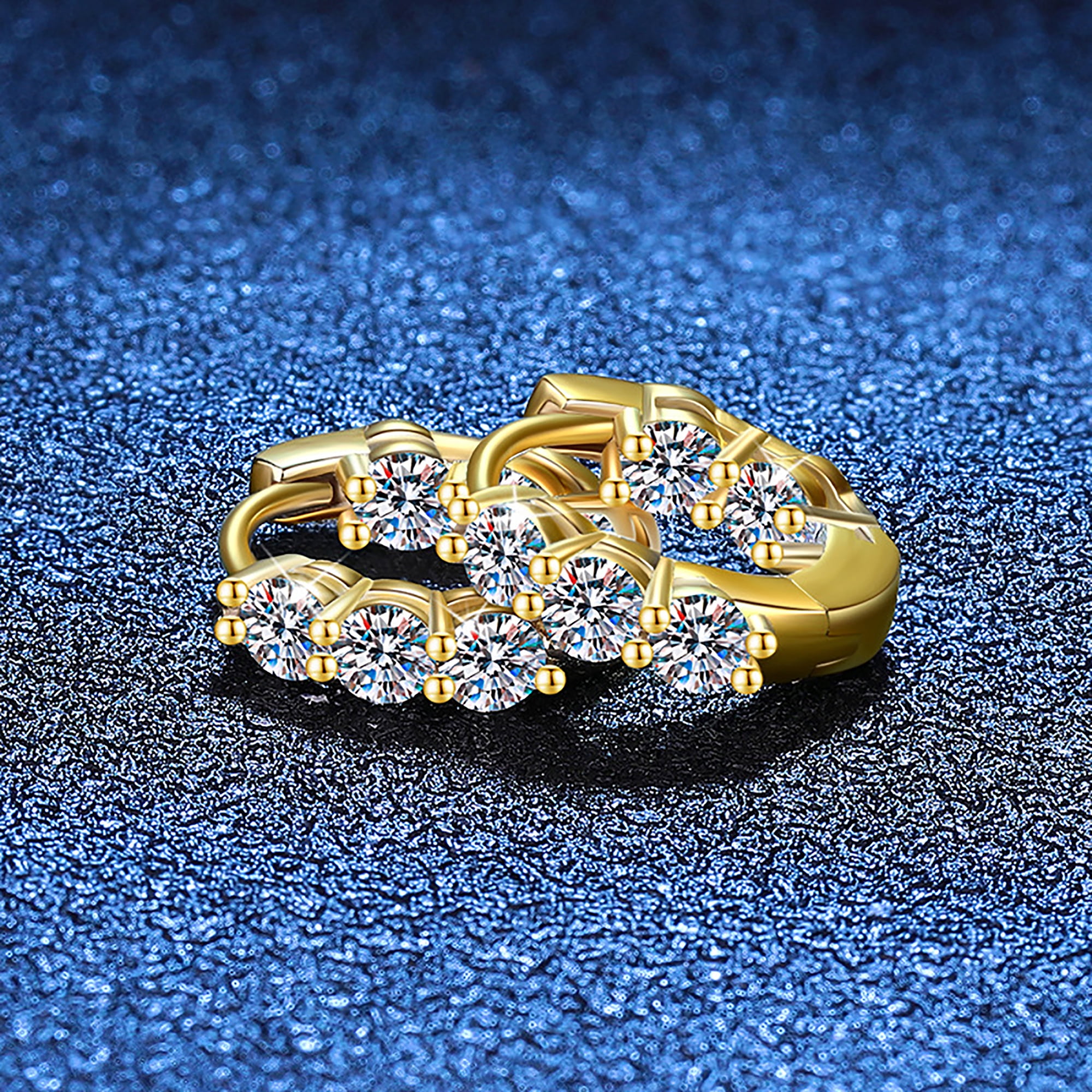 1.2ct Full Moissanite Hoop Earrings for Women, D Color Moissanite Simulated Diamond, 925 Sterling Silver with 14K Yellow Gold Plated, Hypoallergenic, Jewelry Box Packed, Wedding Jewelry Gifts