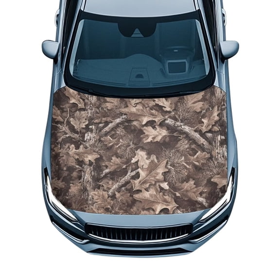 CHAQLIN Hunting Leaves Car Hood Cover UV Resistant Hood Shield Elastic Fabric Auto Engine Cover Decoration Waterproof Cars Accessories Fits Coupe Saloon SUV Trucks