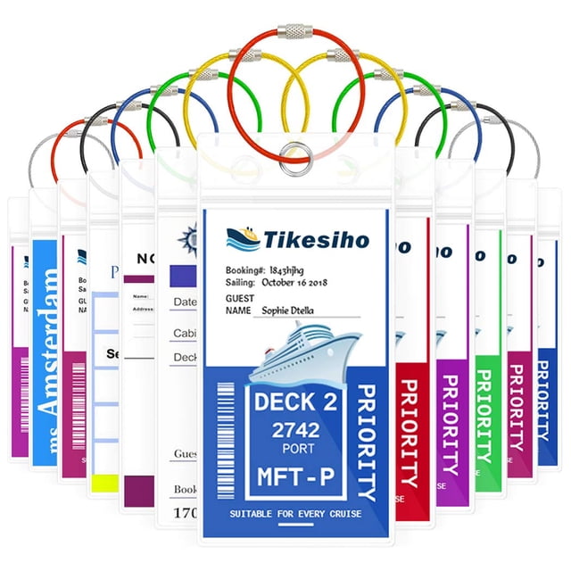 Etiquetas de equipaje de crucero Tikesiho, paquete de 12 para viajes en crucero