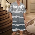 thumbnail image 4 of Men's Gradient Printed Satin Short Sleeve Button Up Pajama Loungewear Set for Comfortable Sleep and Relaxation at Home, 4 of 4