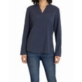 thumbnail image 3 of REV3 Women's Long Sleeve V-Neck Blouse | Blue, Large, 3 of 8