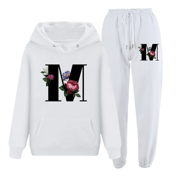 Edvintorg Two Piece Winter Outfits for Women Tracksuit Sweat Suits Workout Jogging Sets Long Sleeve Hooded Sweatshirt and Drawstring Pants Loungewear with Pocket