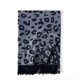 thumbnail image 2 of Bufanda con pompón para mujer, bufanda cálida con estampado de leopardo de Cachemira de imitación, color negro y gris, 2 of 3
