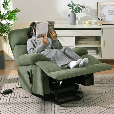 Oversized Power Lift Recliner Chair for Elderly, Electric Fabric Recliner Chair for Seniors, Home Theater Seating,Reclining Sofa Chair with Remote Control,Side Pocket ,Spacious Seat, Dark Green