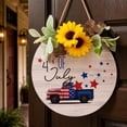 thumbnail image 5 of 4th of July Wreath, Patriotic Wreaths for Front Door Wooden Welcome Wreath for Front Door, Independence Memorial Day Decorations - Round Outdoor Door Hanger for Porch, Wall, Window Decor, 5 of 9