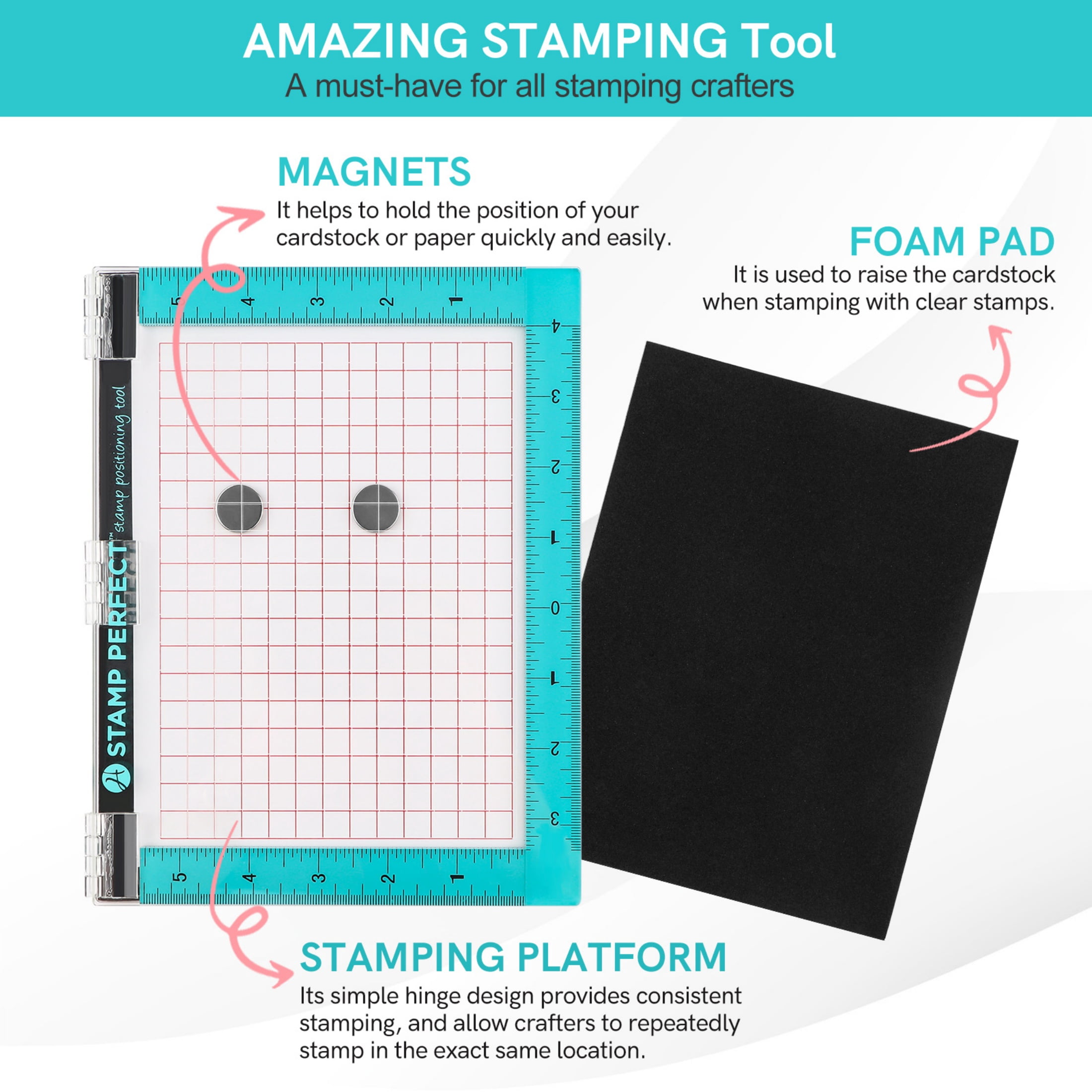 Stamp Positioning Tool - 9x7.2 inch Stamping Platform for Perfect Cardmaking,Layering & Precise Impressions