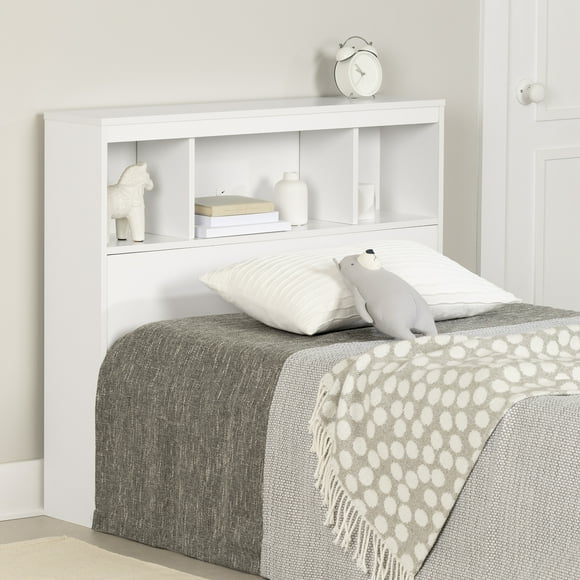 South Shore Summertime Twin Bookcase Headboard, in Pure White