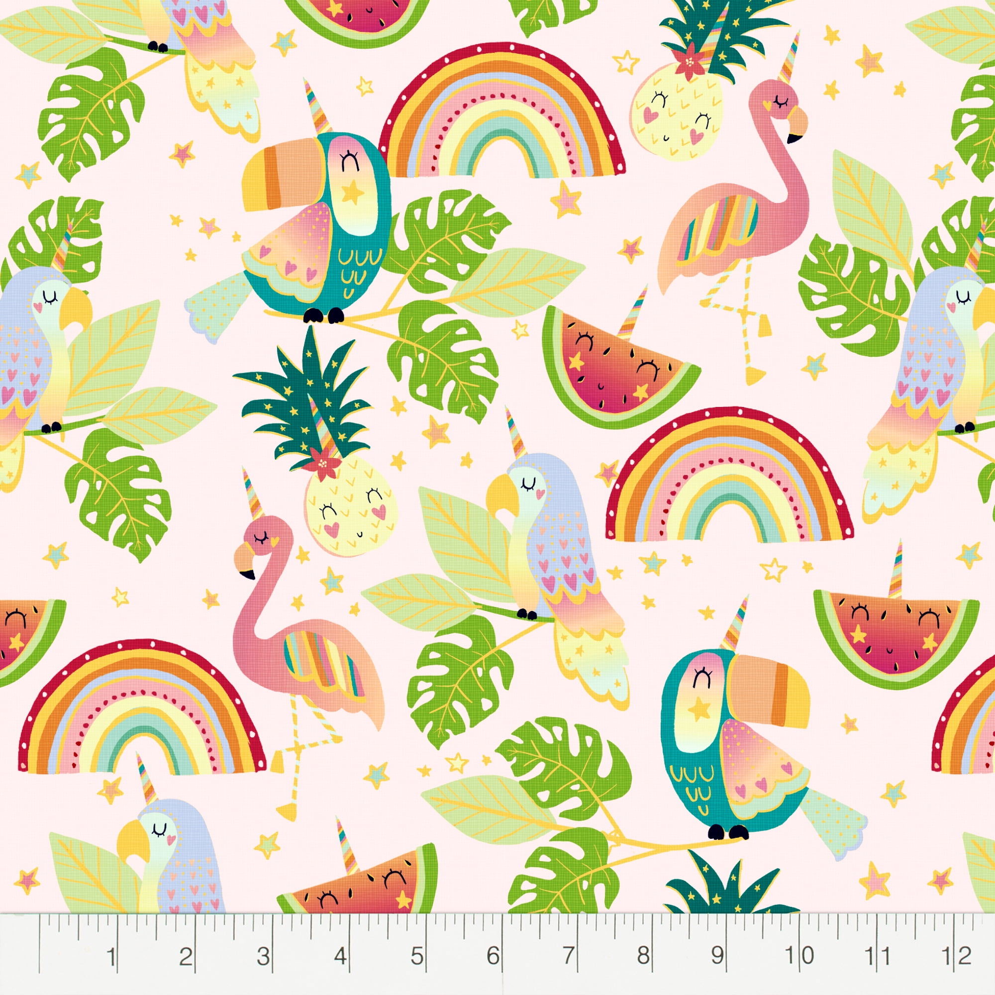 Create It 18"x21" Cotton Tropical Precut Sewing & Craft Fabric, Pink 10 Pieces