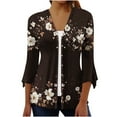 thumbnail image 2 of Xuyuer 3/4 Length Sleeve Womens Tops Round Neck Casual Summer Tunic Tops Basic Tees Blouses Cardigan Lightweight Button Down Casual Dressy T-Shirts Pleated Cute Shirts, 2 of 5