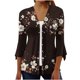 thumbnail image 2 of Xuyuer 3/4 Length Sleeve Womens Tops Round Neck Casual Summer Tunic Tops Basic Tees Blouses Cardigan Lightweight Button Down Casual Dressy T-Shirts Pleated Cute Shirts, 2 of 5