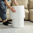thumbnail image 6 of WILLIAMSPACE Nesting Coffee Table Set of 2, Round Coffee Table Wood Grain Side Table Circle Accent Tables for Small Spaces Living Room Bedroom Balcony Office, White, 6 of 6