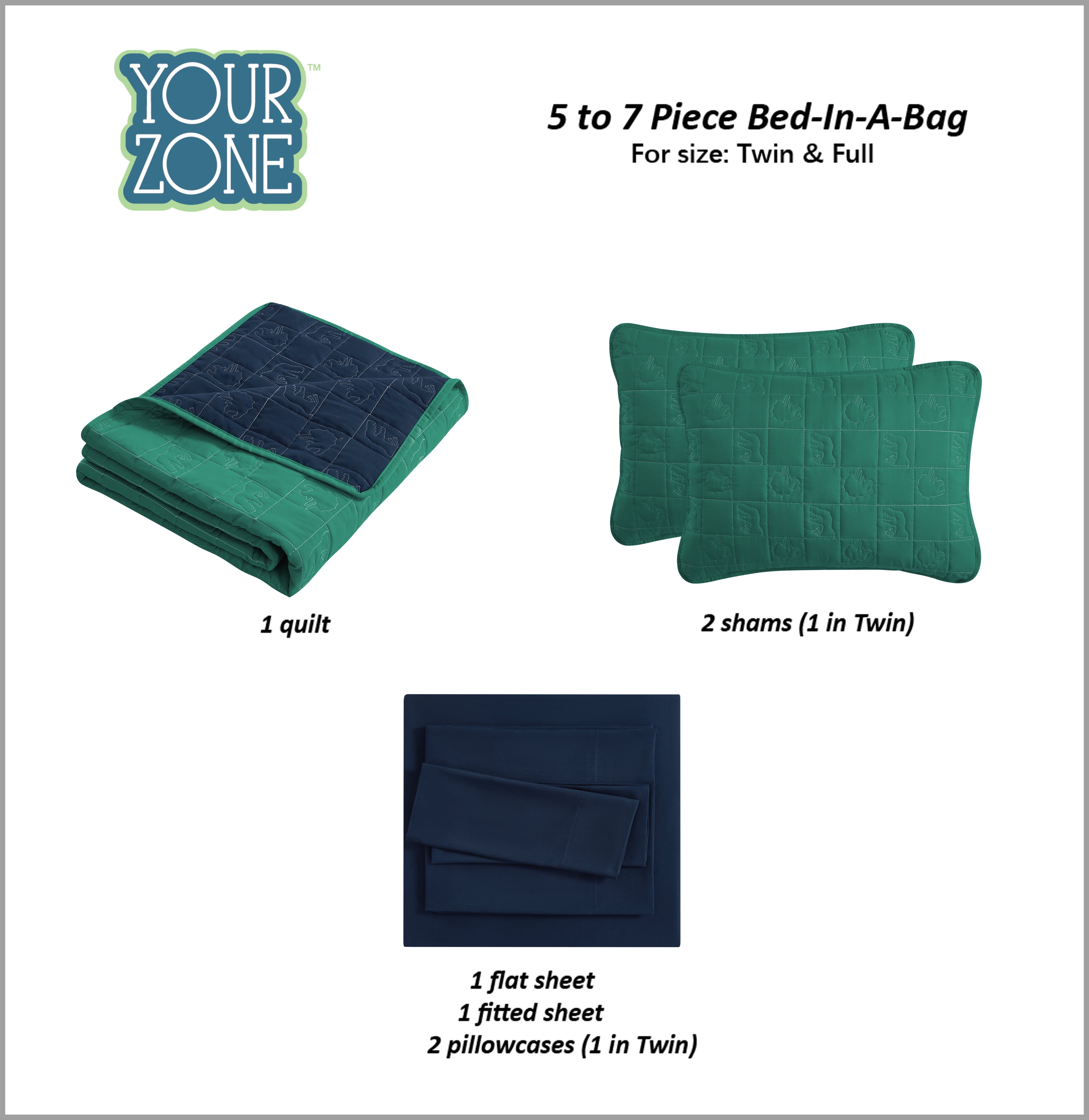 Your Zone Quilt Set with Sheets Animals & Insects Microfiber Basic Weave Quilts, Full - Reversible