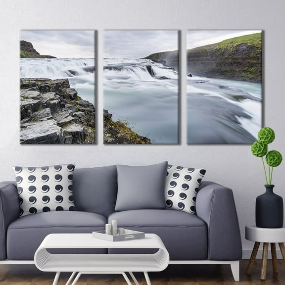 wall26 - 3 Panel Canvas Wall Art - Majestic Natural Landscape Triptych Canvas Series - Long Exposure Rapids - Giclee Print Gallery Wrap Modern Home Art Ready to Hang - 24"x36" x 3 Panels