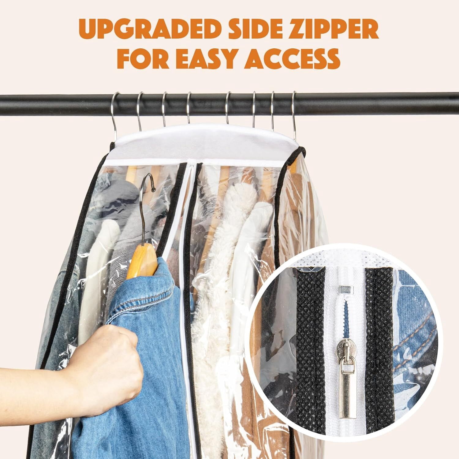 GoXteam 4 Packs 40" Clear Garment Bags for Hanging Clothes, 10" Gusseted Garment Bags for Closet Storage,Clean and tidy Plastic Garment Bags Covers for Coats, Dresses, Jackets