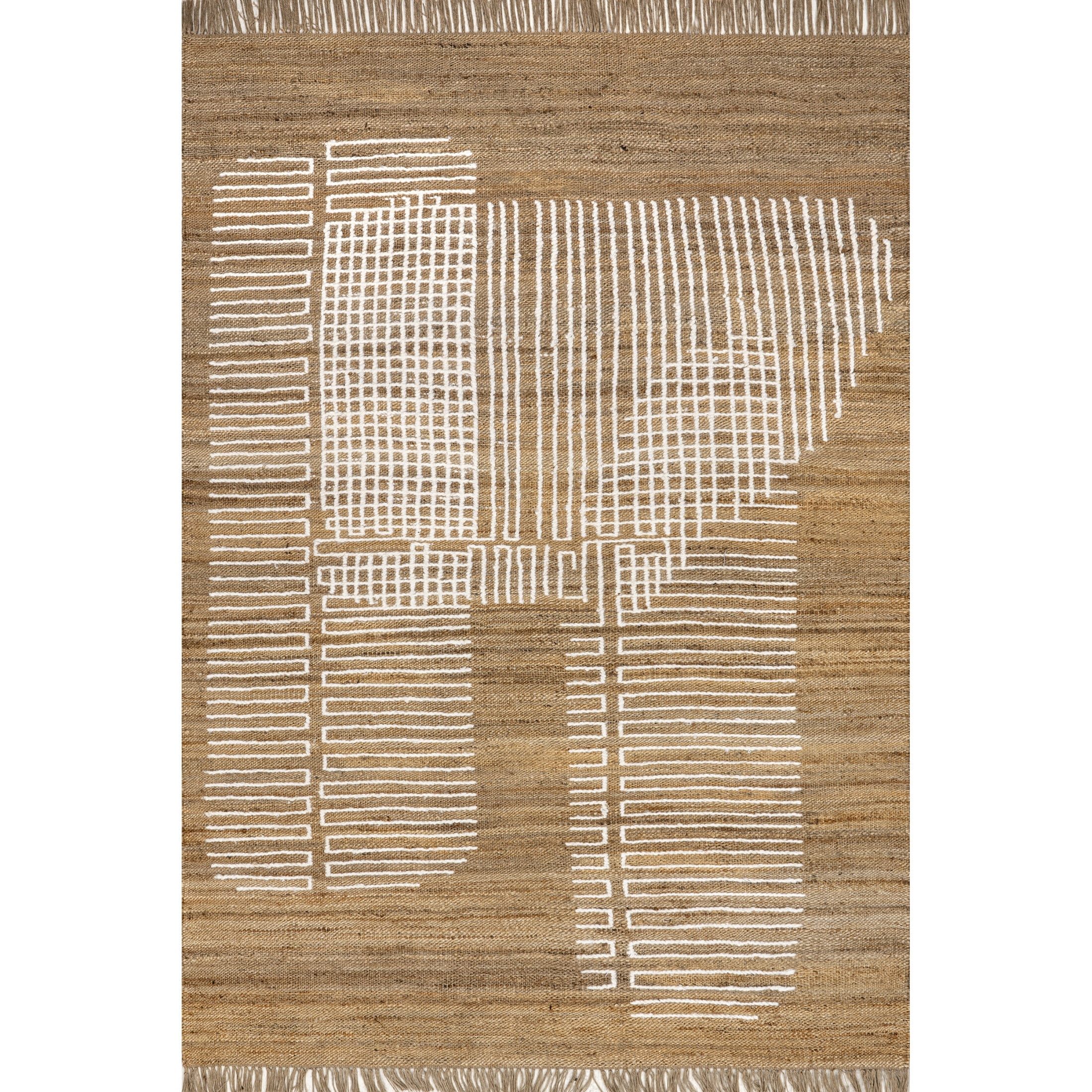 Rugs USA Geneva Tasseled Jute Area Rug, 4' x 6', Chrysanthe Natural