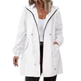 thumbnail image 6 of larppty Raincoats Women Rain Jacket Waterproof Lightweight With Hood Windbreaker Jacket Trench Coat (White, 3XL), 6 of 9