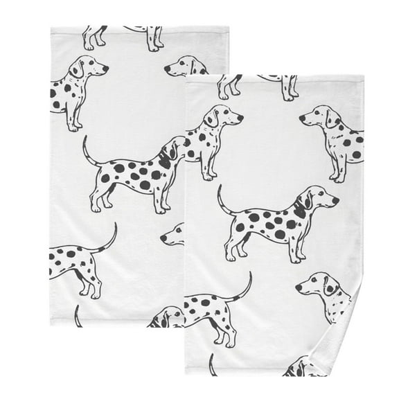 Ryvnso Dalmatian Dogs Cotton Hand Towels Sets Face Towel 2 PCs Bathroom Decorative