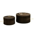 thumbnail image 2 of Llinc Store Natural Style Cylindrical Nesting Coffee Table Set with Vertical Textured Embossed Design for Living Room, Office and Dining Room, Dark Brown, 2 of 8