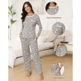 thumbnail image 4 of Womens Cotton Pajama Sets with Long Sleeves and Long Pants 2pcs Round Neck Sleepwear Sets for Women Soft Loungewear Set with Pockets Cute Star Print Women Nightwear Sets, S-XXL, 4 of 10