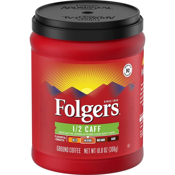 Folgers 1/2 Caff Coffee, Half Caffeinated Medium Roast