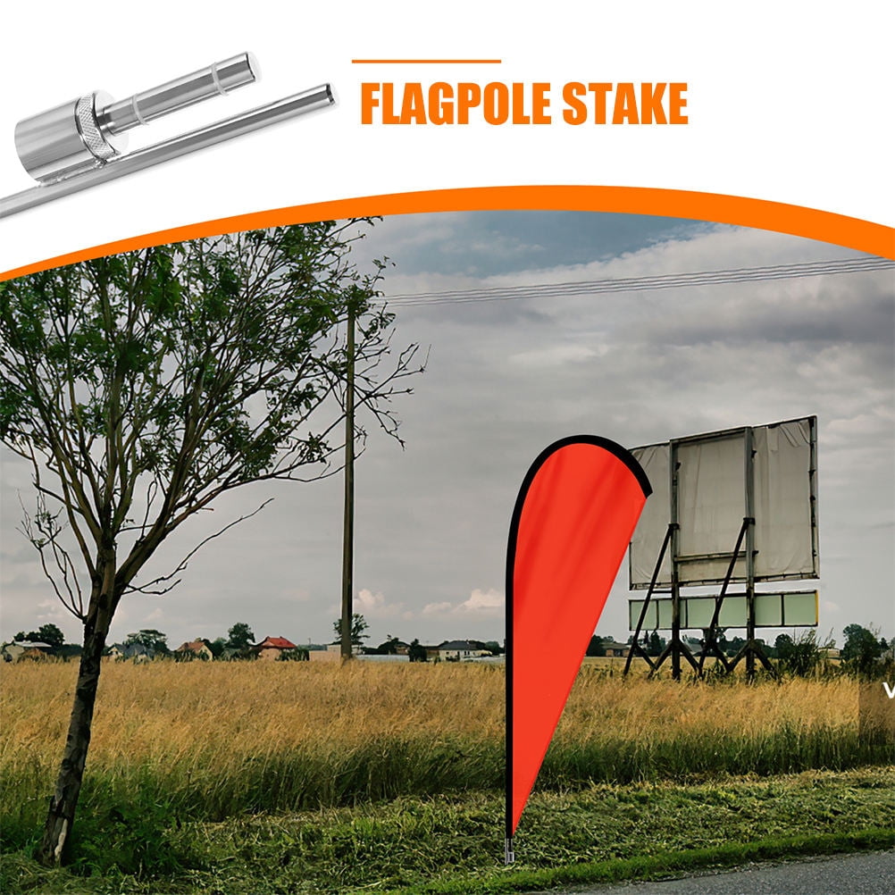 WORGEOUS Stainless Steel Flagpole Stake 2Pcs for Yard Fixed Stake 19.5*2*1.4in Silver
