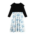 thumbnail image 3 of Abcomgle Girls Dresses Size 10-12 Casual Patchwork Ruffle Long Sleeve Girls Long Dresses Vintage Floral Print Crew Neck Sundresses Loose Tiered Dresses with Pockets,13-14 Years Light Blue, 3 of 3