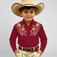 thumbnail image 2 of Tisuna Kids Boy'S Western Cowboy Long Sleeve Shirts Breathable Lapel Collar Floral Print Tops Boys Daily Wear Fall Shirts Size 10-11 Years, 2 of 4
