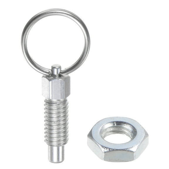 Spring Plunger with Pull Ring M6*1 0.47" Thread Length Pin Dia.4mm Flat Carbon Steel Non-Locking