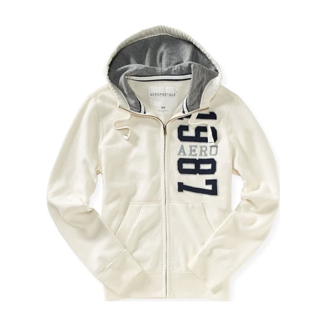 Sudadera con capucha Aeropostale 1987 Cremallera completa Blanco Extragrande