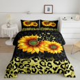 thumbnail image 2 of Erosebridal Botanical Sunflower Comforter Sets Queen Size, Gold Leopard Cheetah Print Down Comforter, Reversible 3pcs, 2 of 7