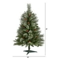 thumbnail image 2 of Nearly Natural 3ft. Snowed French Alps Mountain Pine Artificial Christmas Tree with 135 Bendable Branches and Pine Cones, 2 of 6
