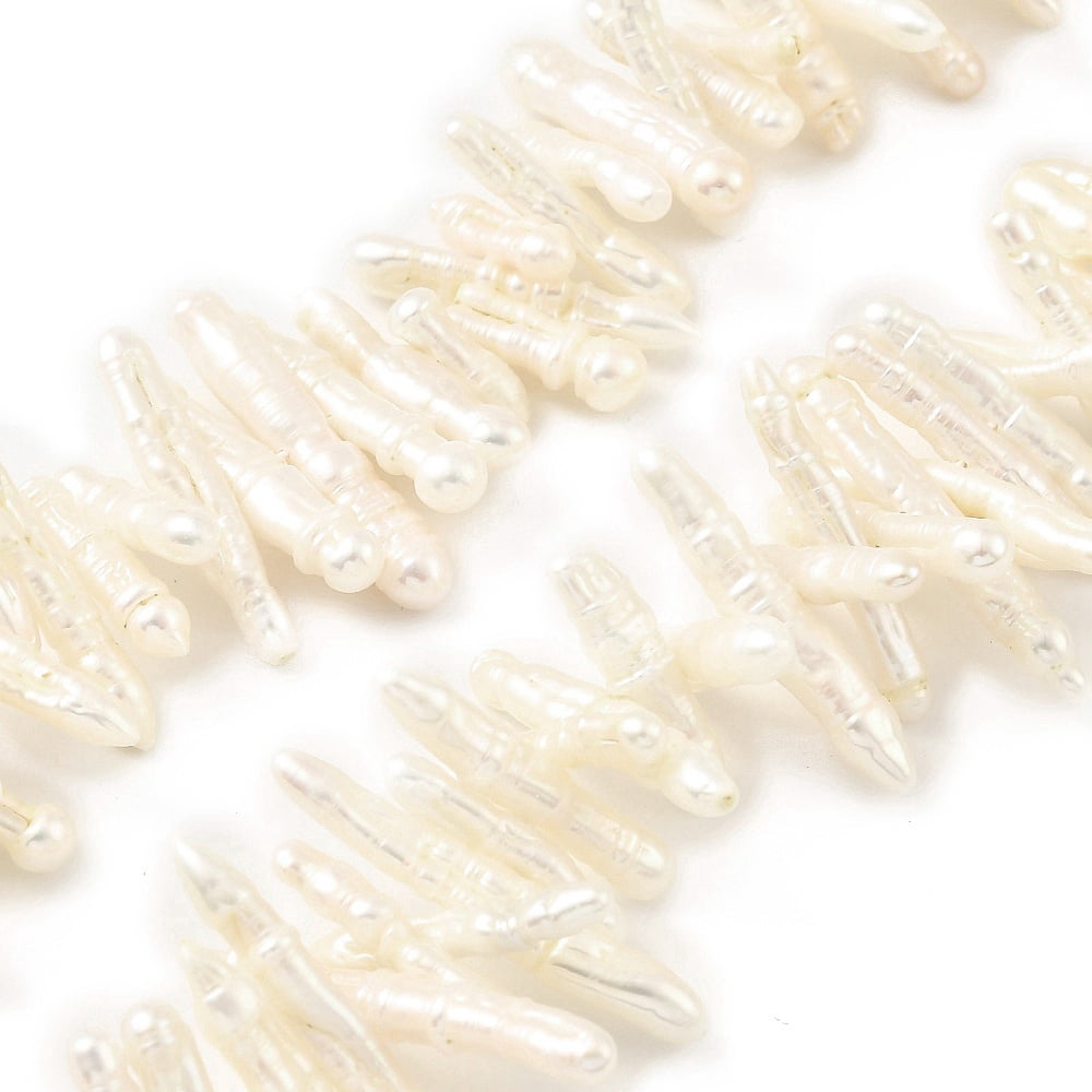 1 Strand Natural Baroque Keshi Pearl Beads Strands Stick Seashell Color 11~28x2.5x2.5mm Hole: 0.5mm about 102~142pcs/strand 14.76~16.14''