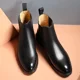 thumbnail image 3 of Botas de cuero genuino para Hombre, Botas cortas Chelsea de estilo británico a la moda para Hombre, Botas hasta el tobillo con plataforma informales, Botas de vestir para Hombre, 3 of 4