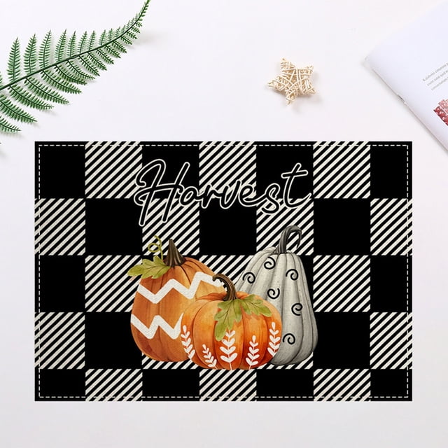 Home Decor Linen Printed Placemat Kitchen Dining Table Insulation Mat Thanksgiving Decorative Fabric Dining Table Mat Home Improvement