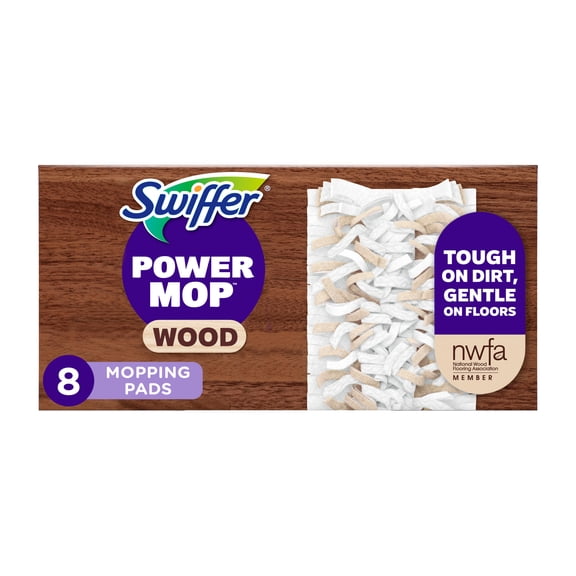 Swiffer PowerMop Wood Mopping Pad Refills, 8 count