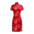 thumbnail image 4 of Retro Print Short Qipao Dress – Autumn/Winter Cheongsam with Modern,Red,XXL, 4 of 4